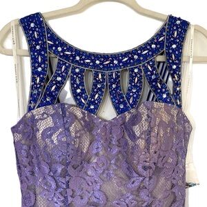 Y2K Blue Purple Mermaid Lace Sequin Long Evening Dress Women’s Size 8